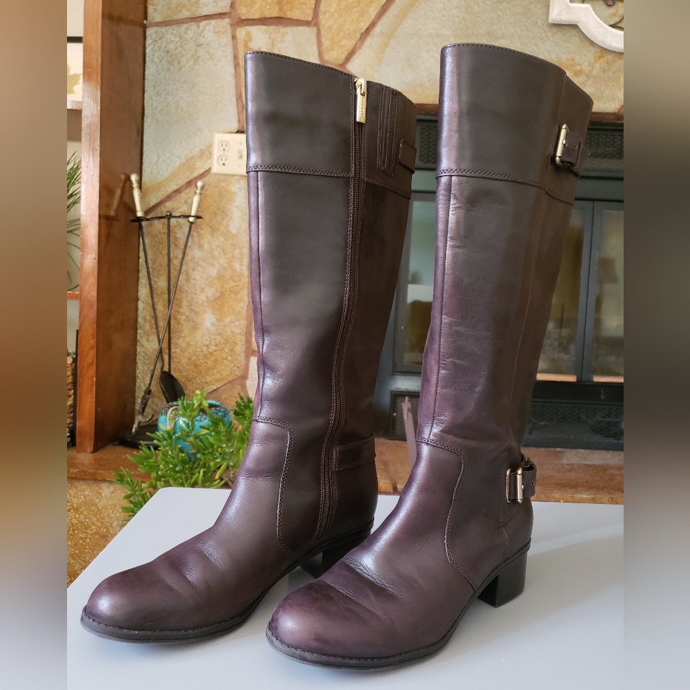 Bandolino Dark Brown Leather Riding Boots Sz 6.5M